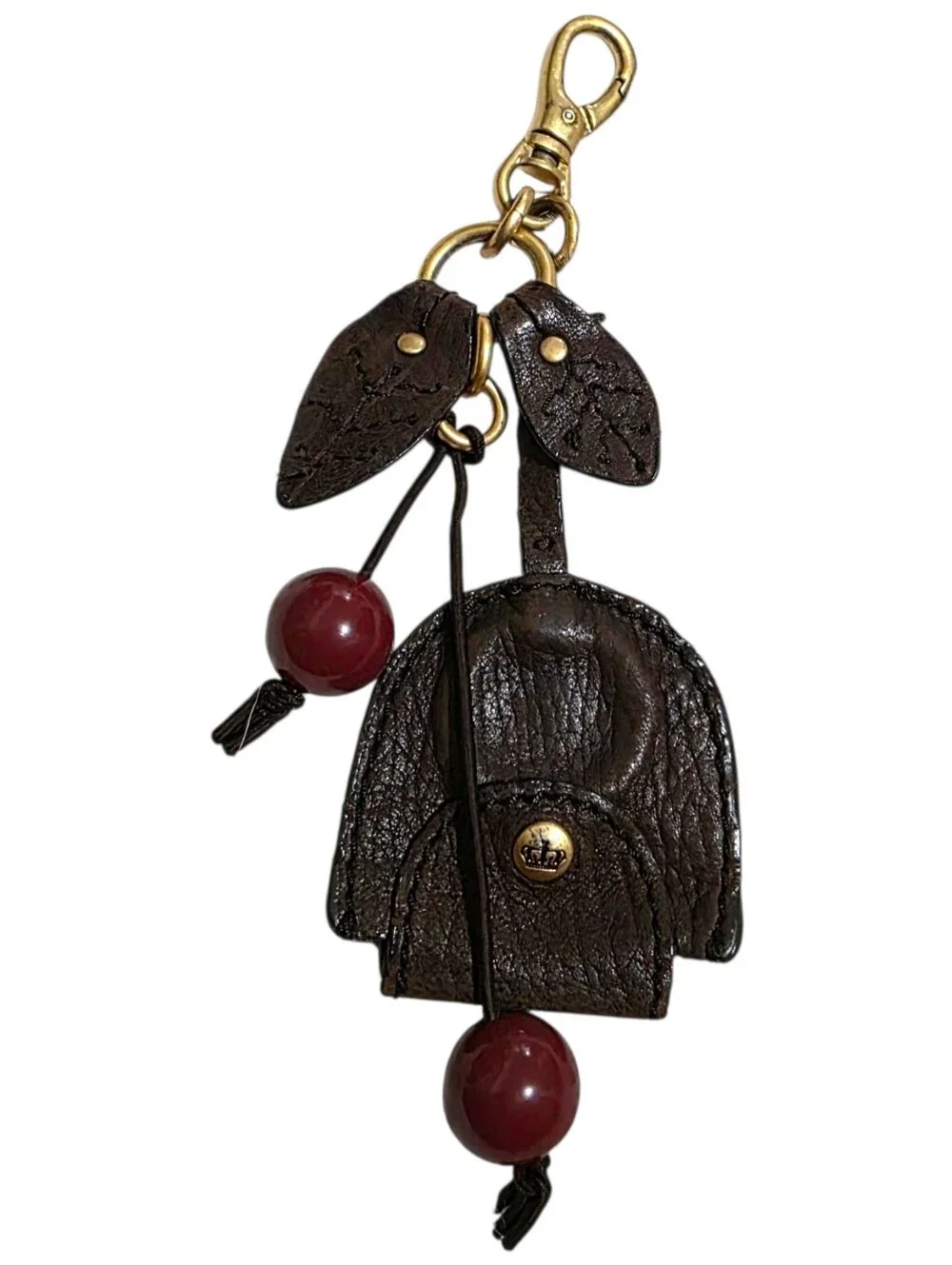 Juicy Couture vintage keychain with keyring holder and cherry/leaf charms